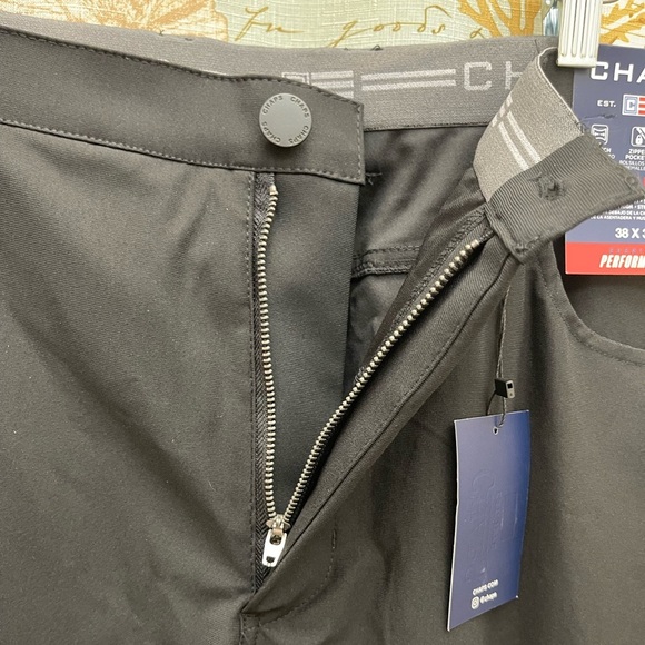 New Chaps Mens 38/32 Solid black dress pants pockets zip Semi Formal Stretch Big - Picture 8 of 11